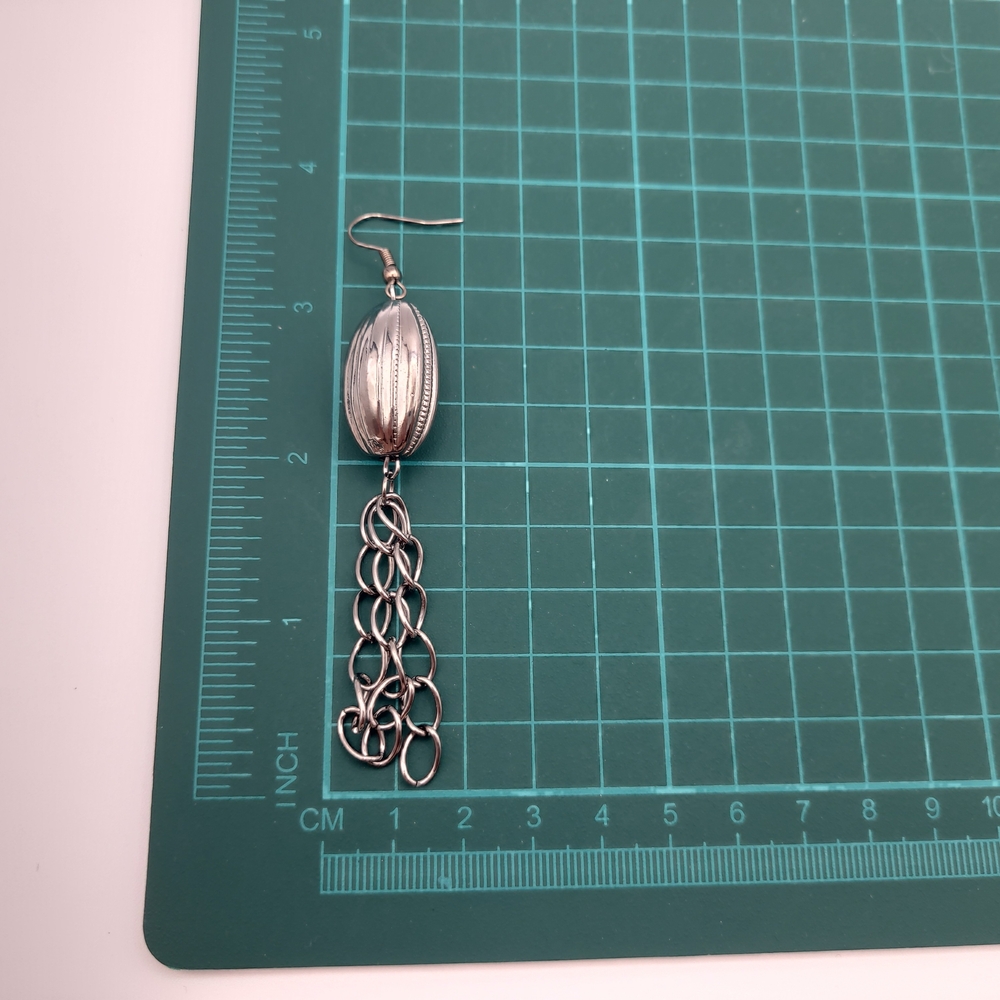 Vintage Silver Tone Chain Fringe Dangle Earrings - Picture 6 of 6